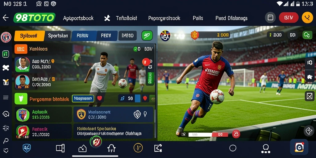 Tampilan antarmuka pengguna aplikasi Sportsbook 98TOTO yang menarik.