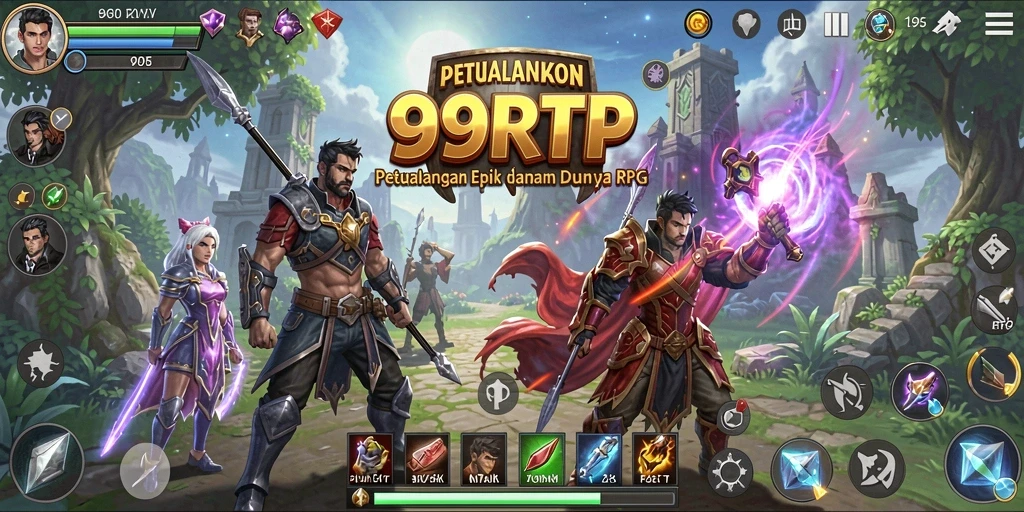 Screenshot gameplay 99RTP menampilkan pertarungan epik dan eksplorasi karakter.