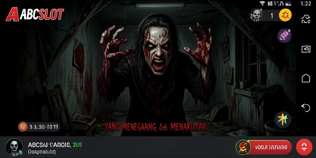 Screenshot menampilkan gameplay mendebarkan dari ABCSLOT dengan elemen horor yang mendalam.