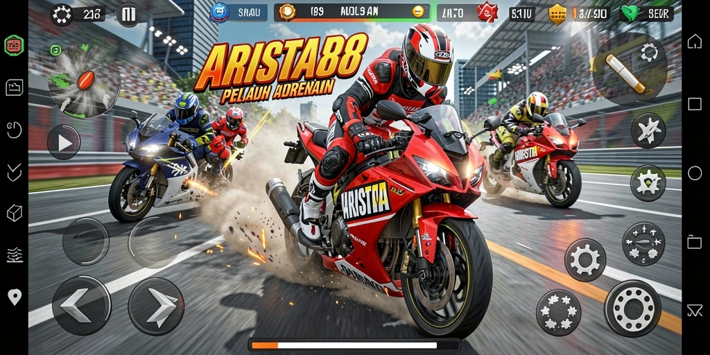 Tampilan menakjubkan dari gameplay balapan motor ARISTA88.