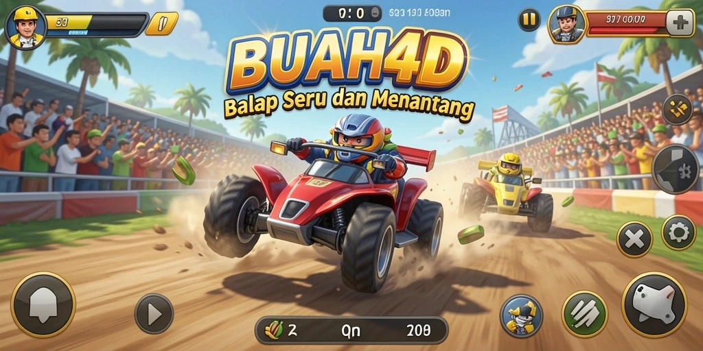 Gameplay BUAH4D yang penuh aksi dan ketegangan balap.