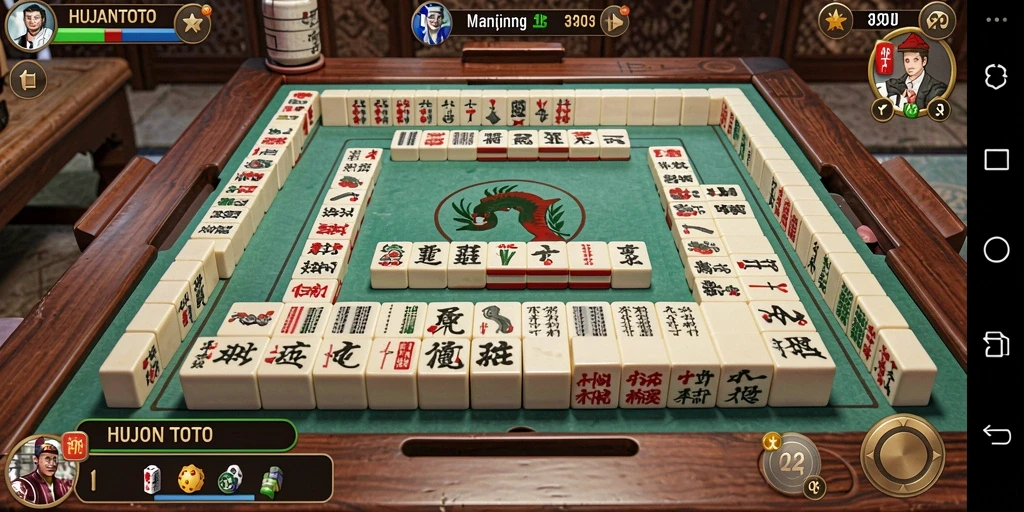 Screenshot HUJANTOTO menampilkan gameplay Mahjong yang seru.
