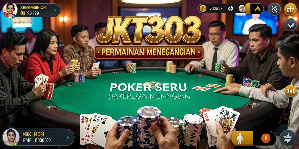 Tampilan menegangkan saat bermain poker di JKT303.