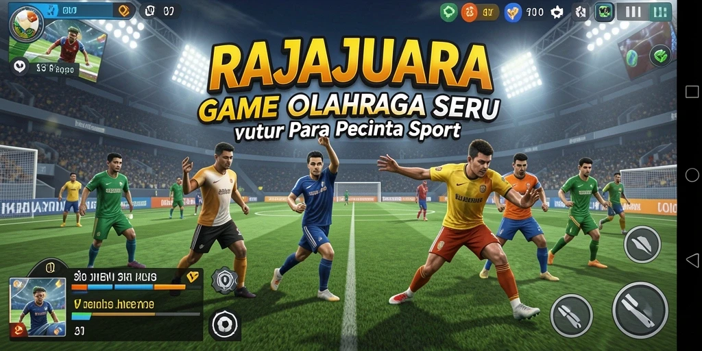 Screenshot gameplay RAJAJUARA menampilkan aksi seru di lapangan olahraga.