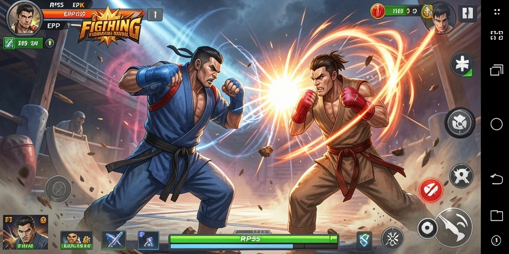 Tampilan gameplay RP55 yang memukau dalam pertarungan Fighting.