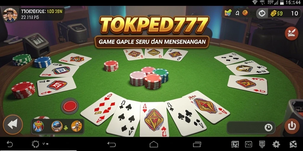 Screenshot gameplay TOKPED777 menunjukkan aksi seru dalam permainan Gaple.