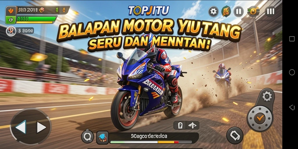 Gameplay seru di lintasan balapan motor TOPJITU.